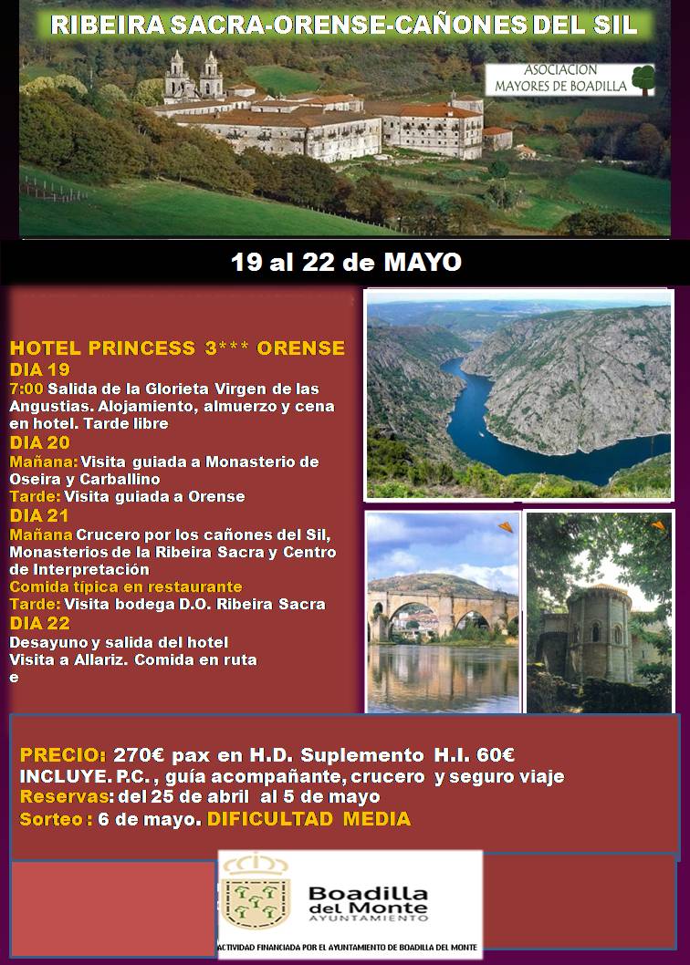 RIBEIRA SACRA-ORENSE-CAONES DEL SIL (19 AL 22 DE MAYO)